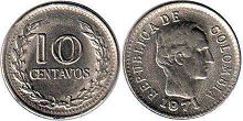 монета Колумбия 10 сентаво 1971