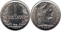 монета Колумбия 1 сентаво 1952