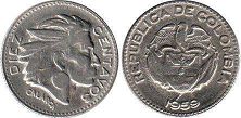 монета Колумбия 10 сентаво 1959