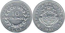 монета Коста Рика 10 сентимо 1982
