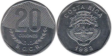 монета Коста-Рика 20 колонов 1983