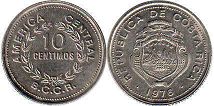 монета Коста Рика 10 сентимо 1976