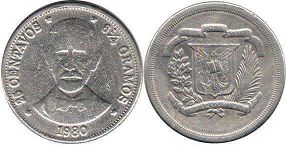 монета Доминиканская Республика 25 сентаво 1980