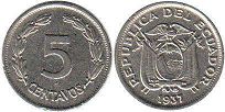 монета Эквадор 5 сентаво 1937