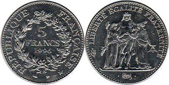 монета Франция 5 франков 1996