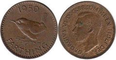 монета Великобритания 1 фартинг 1950