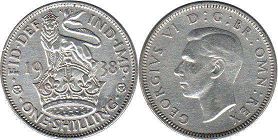монета Великобритания 1 шиллинг 1938