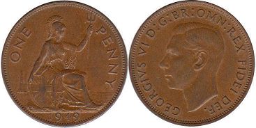 монета Великобритания 1 пенни 1949