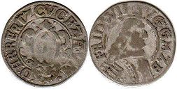 монета Бранденбург 1 грошен 1651