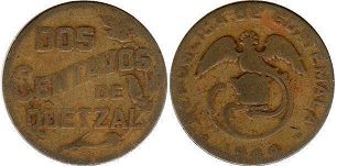 монета Гватемала 2 сентаво 1944