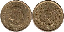 монета Гватемала 1 сентаво 1980