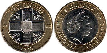 монета Гернси 2 фунта 1998