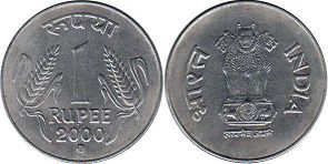 монета Индия 1 рупия 2000