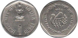 монета Индия 1 рупия 1985