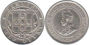 монета Ямайка 1/2 пенни 1920