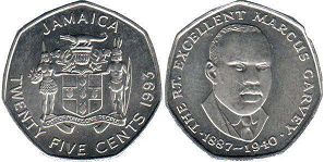 монета Ямайка 25 центов 1993