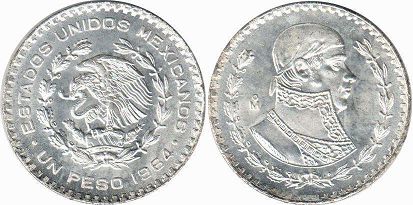 монета Мексика 1 песо 1964