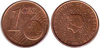 монета Нидерланды 1 евро цент 2001
