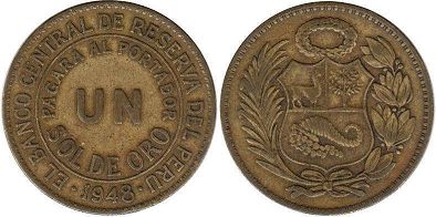 монета Перу 1 соль 1948