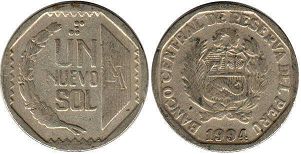 монета Перу 1 новый соль 1994