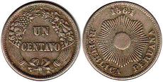 монета Перу 1 сентаво 1864
