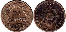 монета Перу 1 сентаво 1875