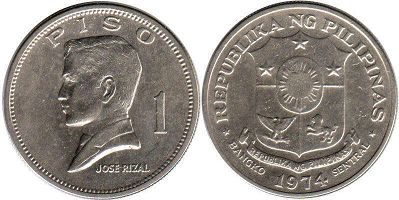 монета Филиппины 1 писо 1974