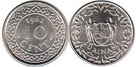монета Суринам 10 центов 1962