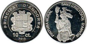 монета Андорра 10 сентимо 2013