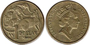 монета Австралия 1 доллар 1985