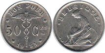 монета Бельгия 50 сантимов 1933