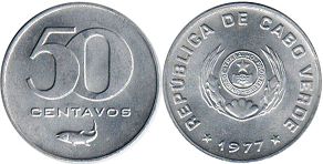 монета Кабо-Верде 50 сентаво 1977