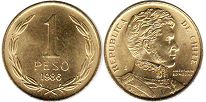 монета Чили 1 песо 1986