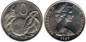 монета Островов Кука 10 центов 1983