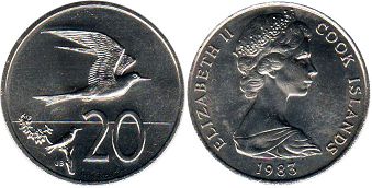 монета Островов Кука 20 центов 1983