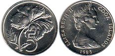 монета Островов Кука 5 центов 1983