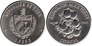 монета Куба 1 песо 1982