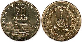 монета Джибути 20 франков 2016