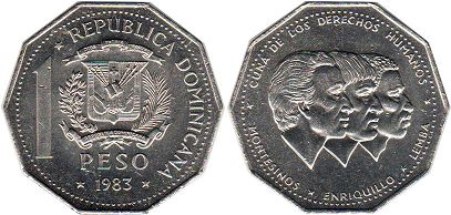 монета Доминиканская Республика 1 песо 1983