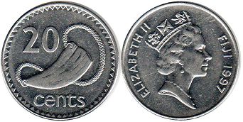 монета Фиджи 20 центов 1997