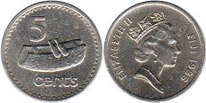 монета Фиджи 5 центов 1986