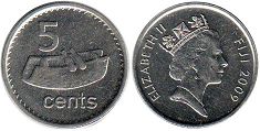 монета Фиджи 5 центов 2009