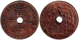 монета Французский Индокитай 1 цент 1897