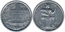 монета Французская Океания 50 сантимов 1949