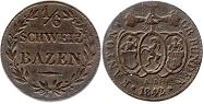монета Граубюнден 1/6 батцена 1842