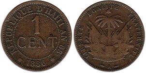монета Гаити 1 сантим 1886
