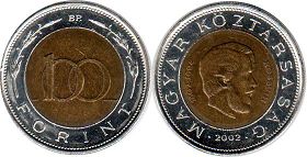 монета Венгрия 100 форинтов 2002