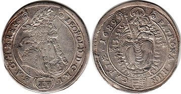 монета Венгрия 15 крейцеров 1689