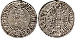 монета Венгрия 3 крейцера 1665