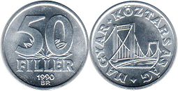 монета Венгрия 50 филлеров 1990
